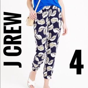 J Crew Seaside Pant in Tropical Leaf Linen Joggers K90